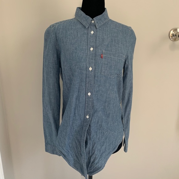 Denim Long Sleeved Button Down Shirt - Picture 1 of 2